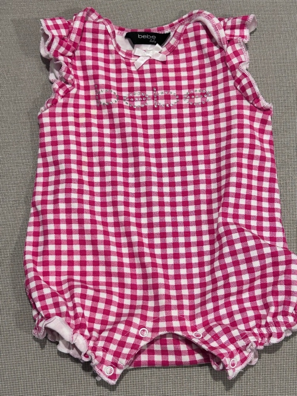 bebe Baby Checkered Onesie with Sequence Size 3 to 6 Months